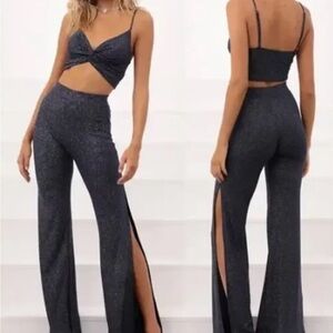 Lucy in the Sky Manhattan Shimmer Navy Sparkle with Side Slits